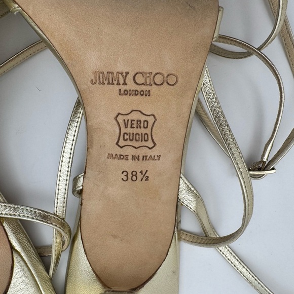 Jimmy Choo Gold Wrap-Around Strap Heels size 38.5 - Picture 10 of 10
